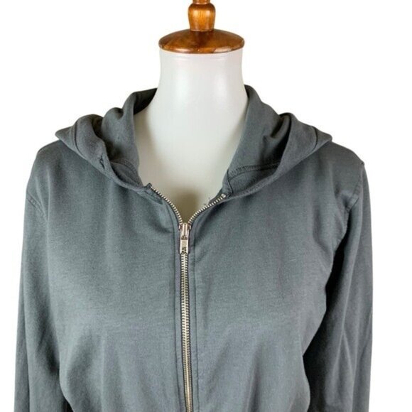 House ID Gray Zip Up Hoodie Cropped Sweatshirt Athleisure Streetwear Large - Picture 2 of 7